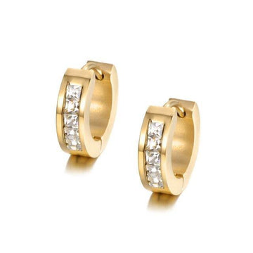 BEST SELLER AAA+ Cubic Zirconia Diamonds Stainless Steel Rose Gold Hoop Earrings - The Jewellery Supermarket